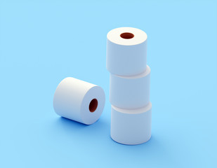 white toilet paper close-up isolated on blue background
