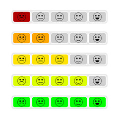 Customer rate review, colored buttons with smiles