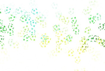Light Blue, Green vector background with arithmetic signs.
