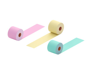 Multi-colored toilet paper. Colorful rolls of toilet paper - pink, green, yellow