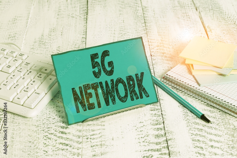 Aufkleber word writing text 5g network. business photo showcasing greatly increase the speed and responsivenes