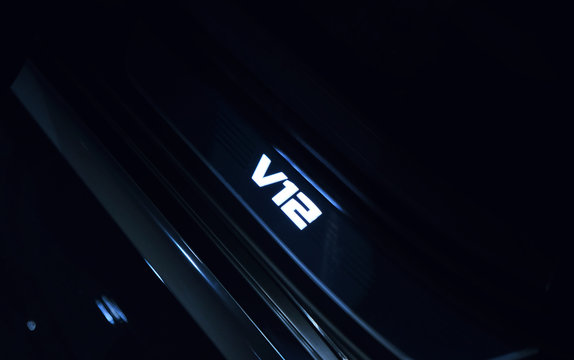 V12 engine glowing logo 