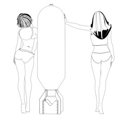 warrior woman character, 3D illustration, sketch, outline