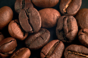 close-up studio photo of arabica coffee beans