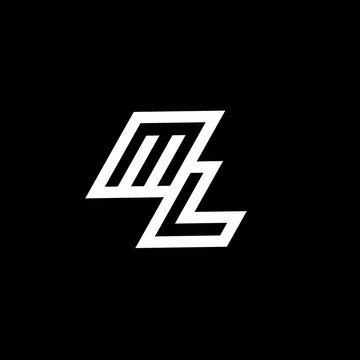 ML logo monogram with up to down style negative space design template