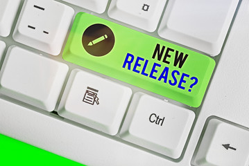 Handwriting text writing New Release Question. Conceptual photo asking about recent product or...