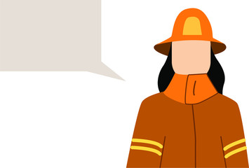 Vector illustration, woman firefighter recommends