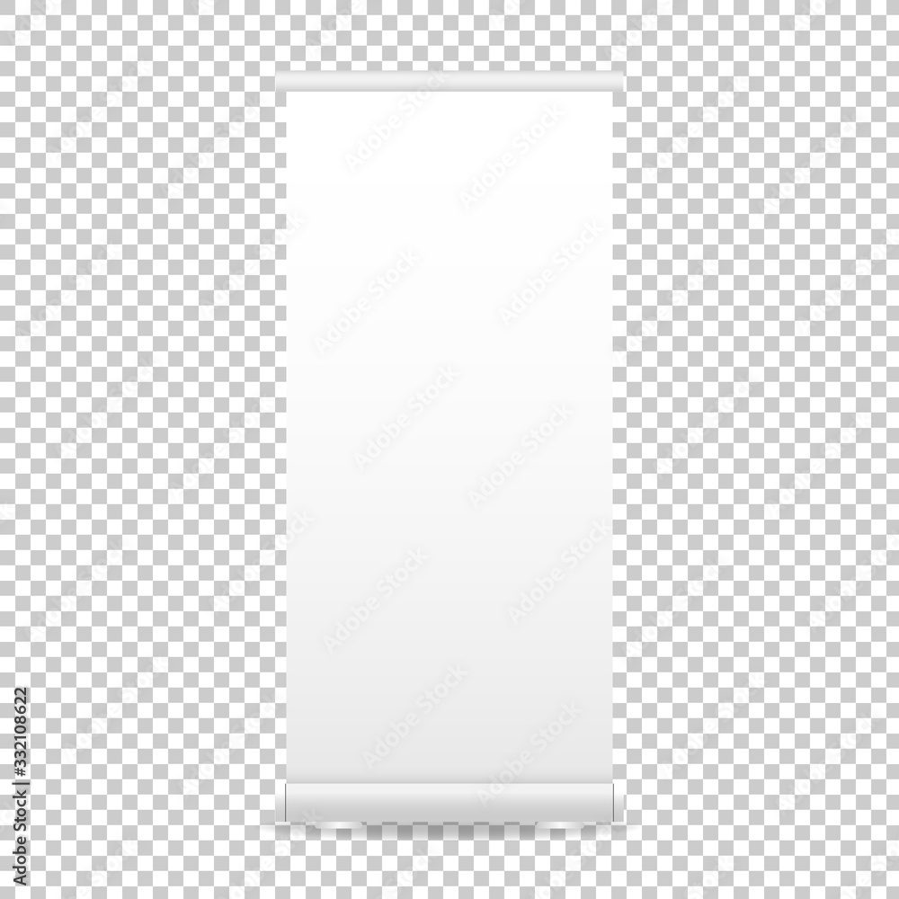 Poster roll up banner display. blank roll-up banner mockup isolated on transparent background. vector illus