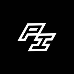 PI logo monogram with up to down style negative space design template