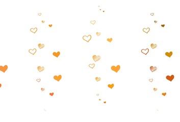 Light Orange vector pattern with colorful hearts.