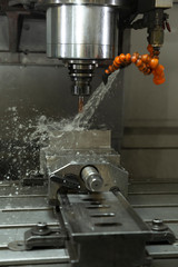 Metalworking CNC milling machine. Cutting metal modern processing technology