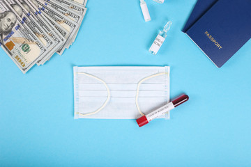 COVID-19 and travel concept. Coronavirus. Bio hazard. The concept of restrictions for tourism. Quarantine for travelers, passengers with coronavirus. Travel restrictions. Quarantine concept