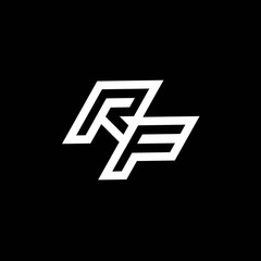 RF logo monogram with up to down style negative space design template