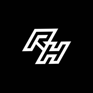 RH logo monogram with up to down style negative space design template