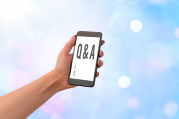 Text sign showing Q And A. Business photo text defined as questions being asked and answers