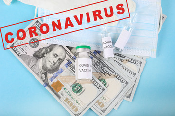 Vaccine for COVID-19. It use for prevention,immunization and treatment from corona virus infection(novel coronavirus disease 2019,COVID-19,nCoV 2019 from Wuhan). Medicine infectious and money concept