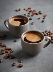 two cups of fresh homemade coffee