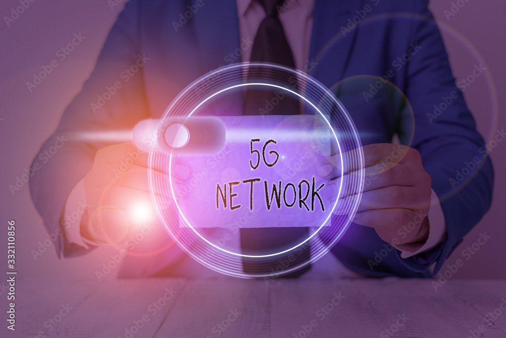 Aufkleber writing note showing 5g network. business concept for greatly increase the speed and responsiveness 
