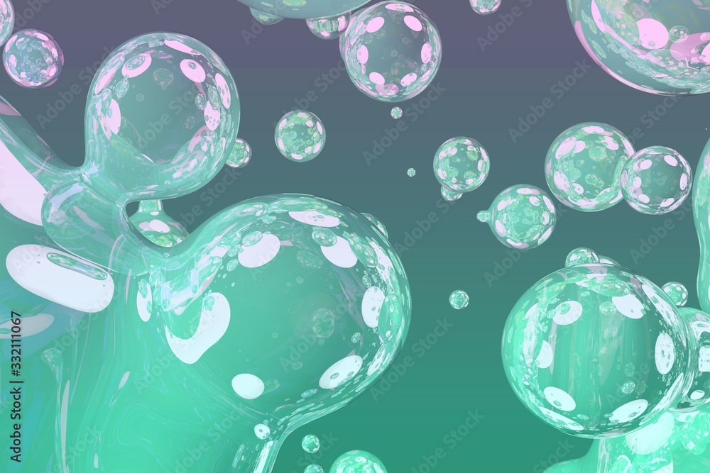 Aufkleber soap shiny liquid abstract gradient texture or background 3d illustration - soft focus background de