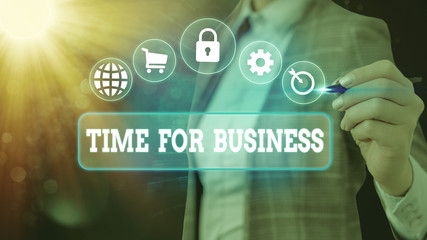 Word writing text Time For Business. Business photo showcasing fulfil transactions within period...