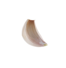 Fresh unpeeled garlic clove isolated on white