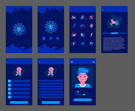 horoscope ui design app mobile user interface vector