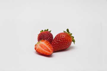 Fresh strawberries on white background