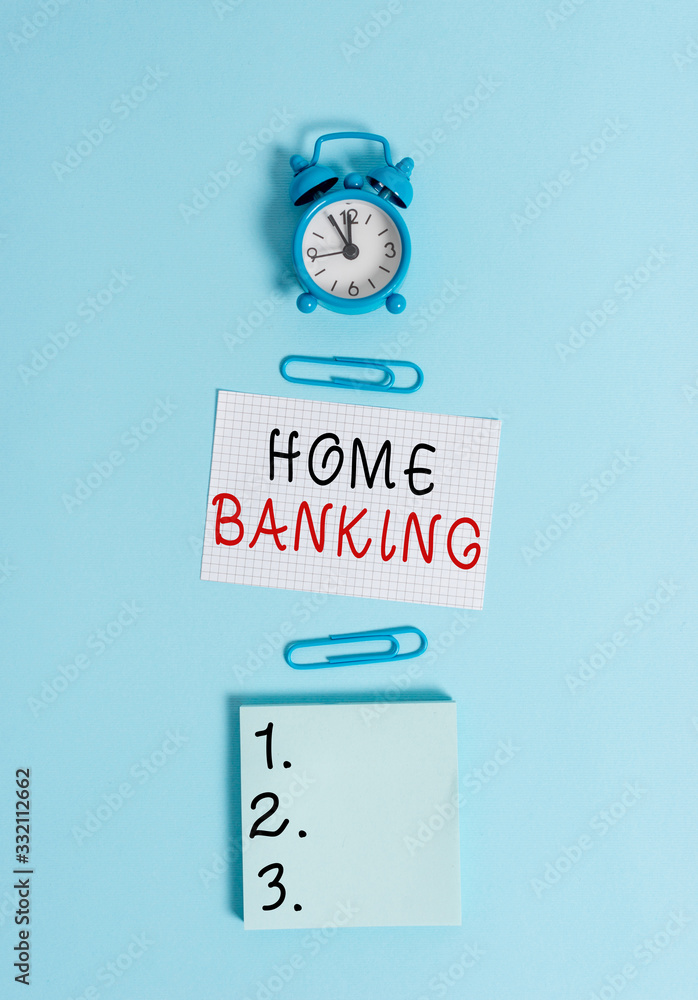 Poster text sign showing home banking. business photo text banking transactions are performed directly by t