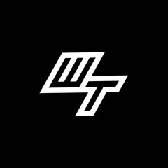 WT logo monogram with up to down style negative space design template