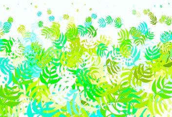 Light Blue, Green vector abstract background with leaves.