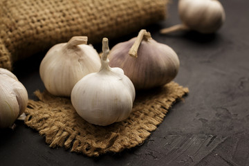 Garlic on black table