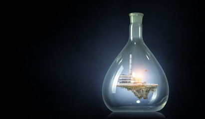 City inside a glass bottle