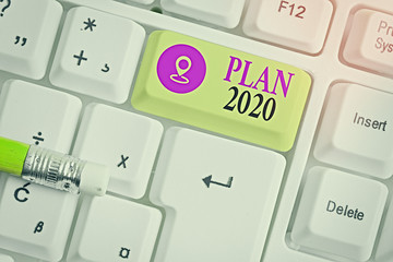 Word writing text Plan 2020. Business photo showcasing detailed proposal doing achieving something...