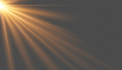 Vector spotlight. Bright light beam. Transparent realistic effect. Stage lighting.