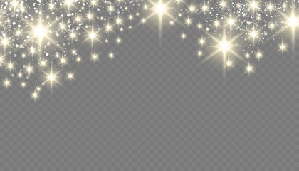 Yellow sparks glitter special light effect. Vector sparkles on transparent background. Christmas abstract pattern. Sparkling magic dust particles - 