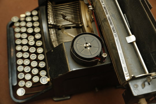Old vintage typewriter on white backraund
