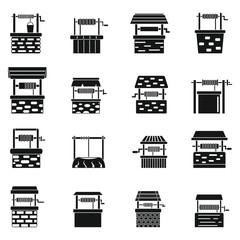 Water well farm icons set. Simple set of water well farm vector icons for web design on white background