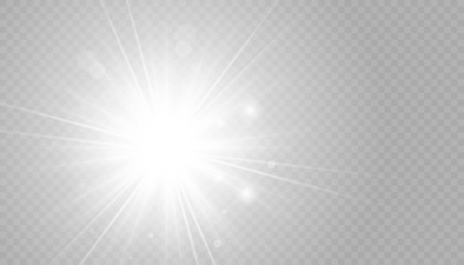 Star explosion vector illustration, glowing sun. Sunshine isolated on transparent background