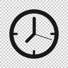 Clock icon in flat style. Watch vector illustration on white isolated background. Timer business concept.