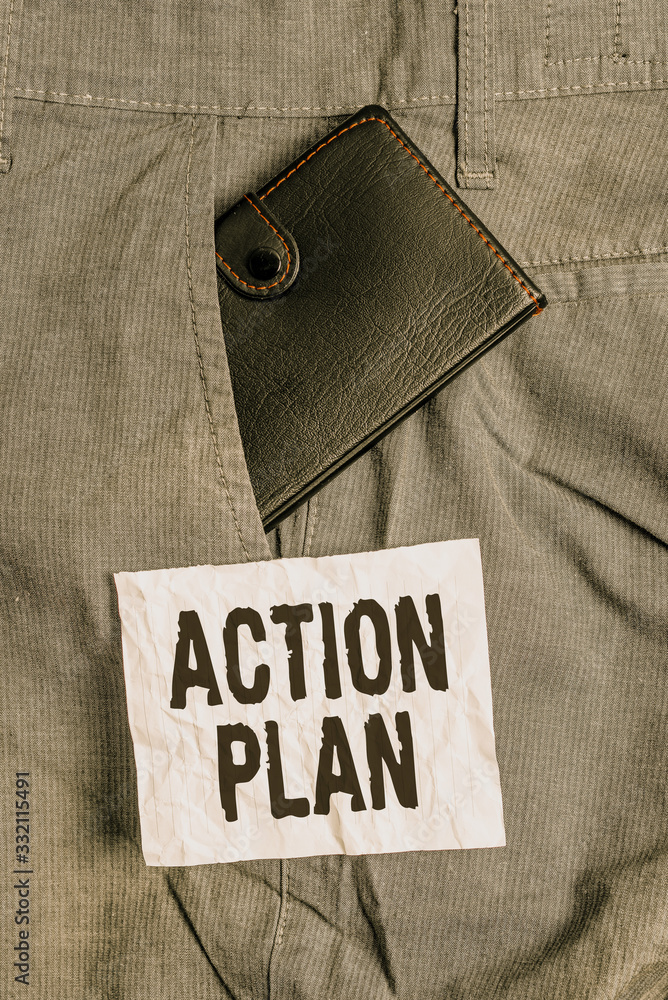 Poster text sign showing action plan. business photo showcasing proposed strategy or course of actions for 