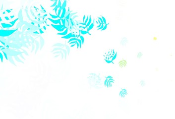 Light Blue, Green vector elegant background with leaves.