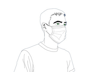 man in a protective mask illustration
