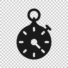 Clock icon in flat style. Watch vector illustration on white isolated background. Timer business concept.