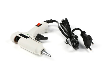 Electric hot glue gun isolated on white background.
