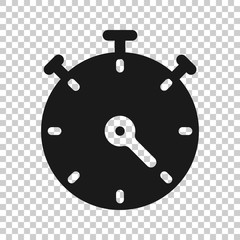 Clock icon in flat style. Watch vector illustration on white isolated background. Timer business concept.