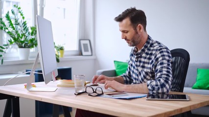 Freelance programmer working from home office