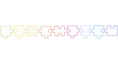 Obraz premium Bunt Puzzle Regenbogen Reihe Band Banner Puzzleteile Puzzelelemente Teile Elemente