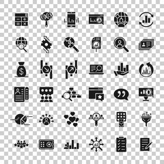 Fototapeta premium Global money icon set in flat style. Global information vector illustration on white isolated background. Finance data business concept.