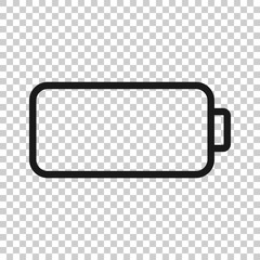 Battery charge icon in flat style. Power level vector illustration on white isolated background. Lithium accumulator business concept.