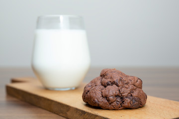 Chocolate cookies on wooden table
